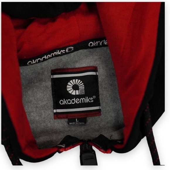 Akademiks Jacket Mens Large Black Red Color Block College‎ Y2K Streetwear - Picture 6 of 8